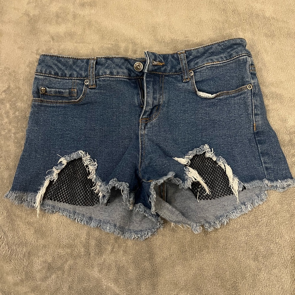 Denim shorts with mesh lining